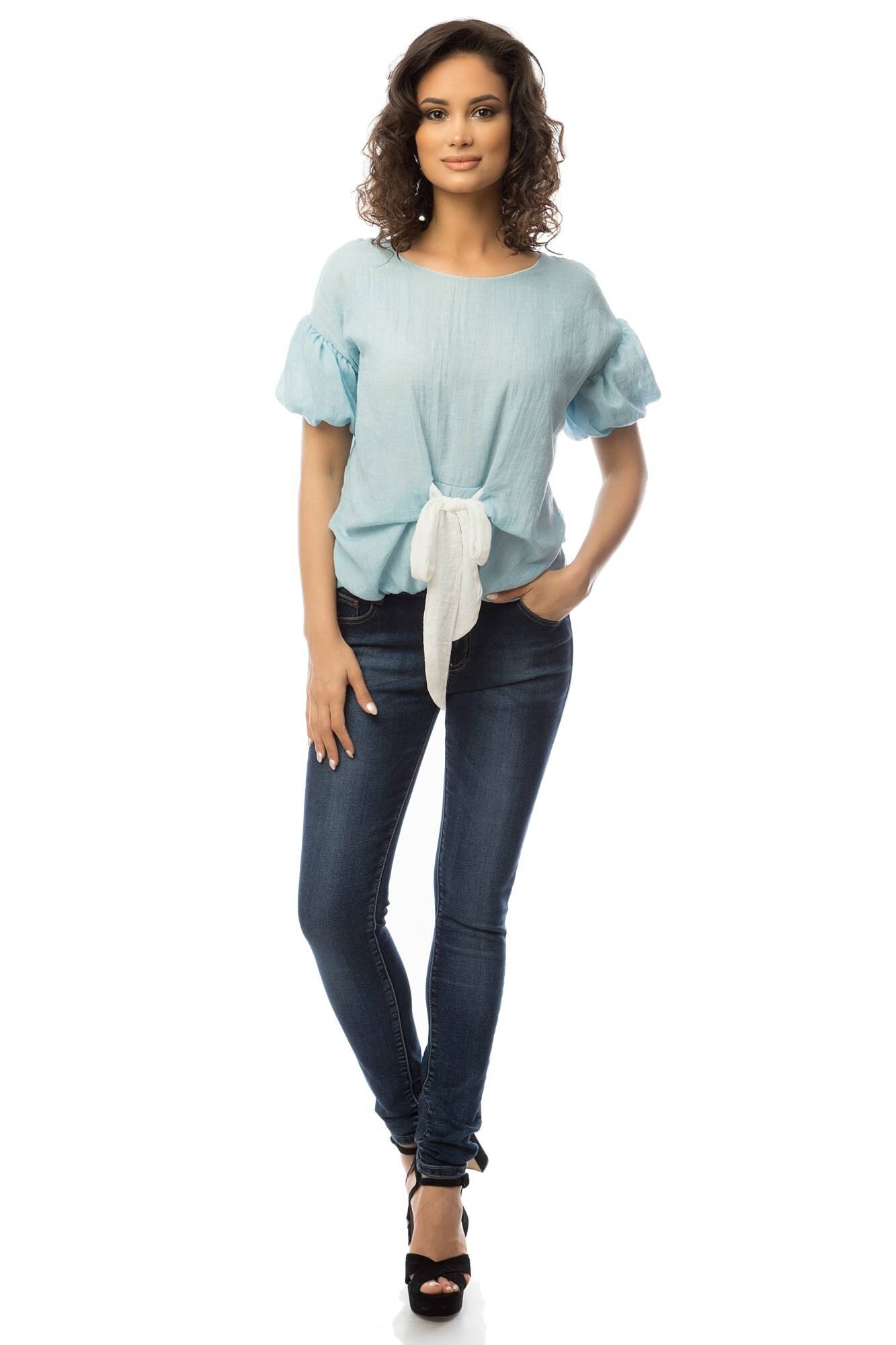 Bluza albastra, ROH, cu funda alba , M