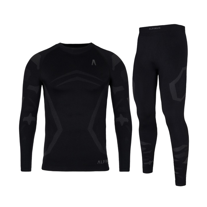 Lenjerie termoactiva barbati, Alpinus, Poliamida, Negru, Negru