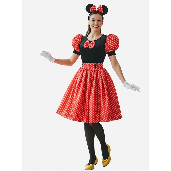 Minnie Mouse costum carnaval femei marimea M rosu cu buline-calitate premium