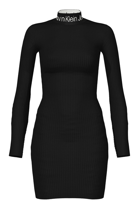 CALVIN KLEIN JEANS, Rochie mini din bumbac organic cu aspect striat, Black Grain, 40