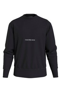 CALVIN KLEIN JEANS, Bluza sport cu decolteu la baza gatului si logo, Negru, S