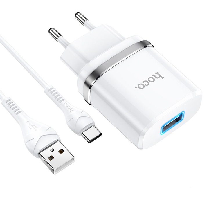 Incarcator Priza USB-A, 10W, 2.4A + Cablu Type-C, M72, White