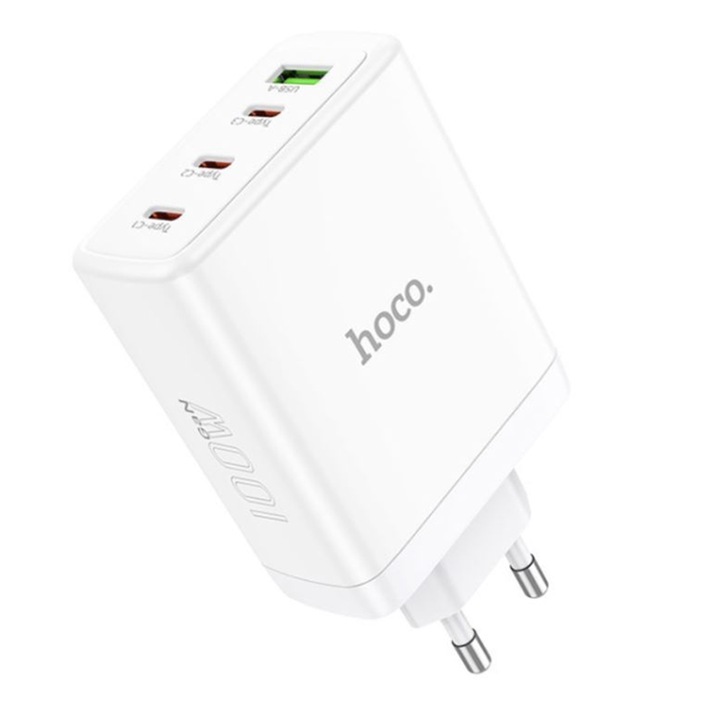 Incarcator pentru Priza USB, 3x Type-C, Fast Charging, 100W, Hoco Leader (N31), White