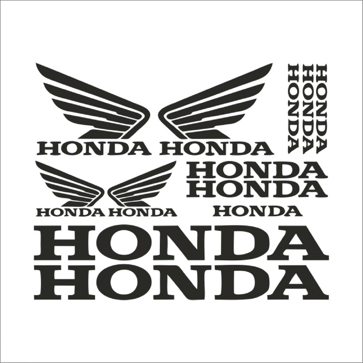 Set Stickere Honda Moto Negru