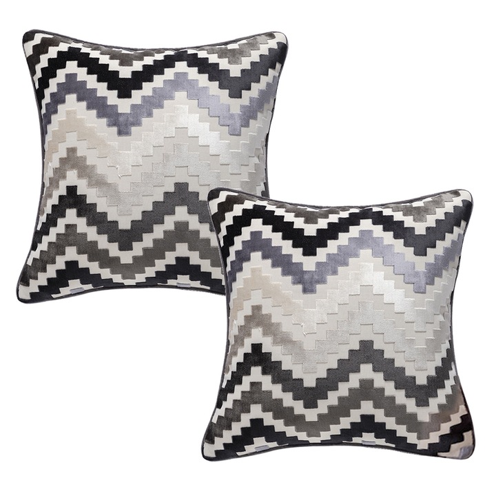 Jormftte díszpárna szett, vágott bársony, szürke, 45x45cm