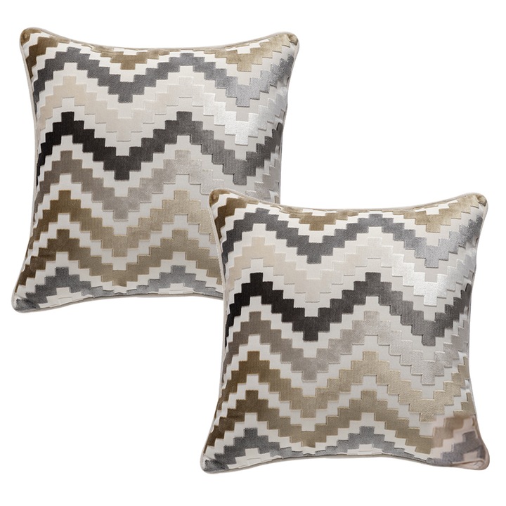 Комплект от 2 декоративни възглавници Jormftte, рязано кадифе, многоцветни, 45x45 см