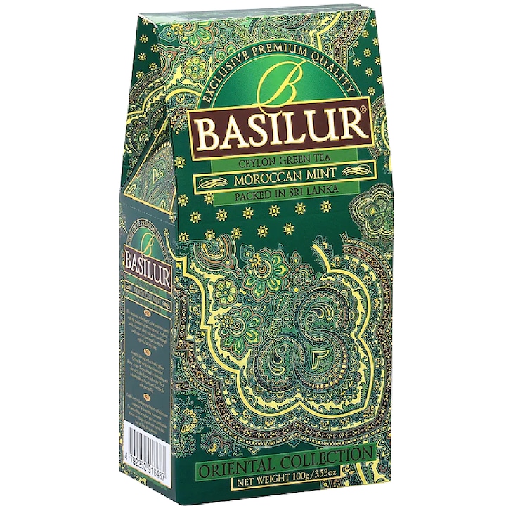 Цейлонски зелен чай Moroccan Mint с мента, "Ориенталска колекция", пълнител, 100гр, Basilur Tea