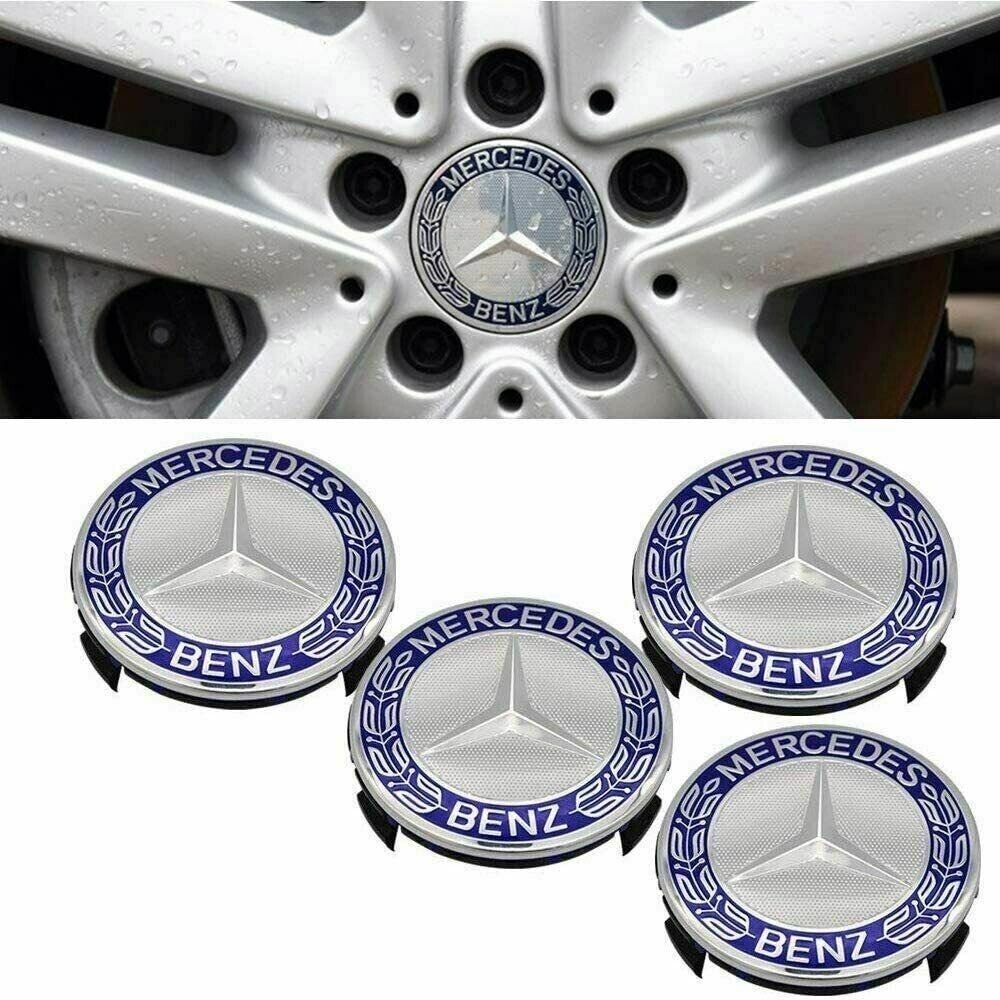 Model Roti Cap Set 4 Capace Roti 75mm Mercedes-Benz pentru Jante Aliaj, model Albastru ...