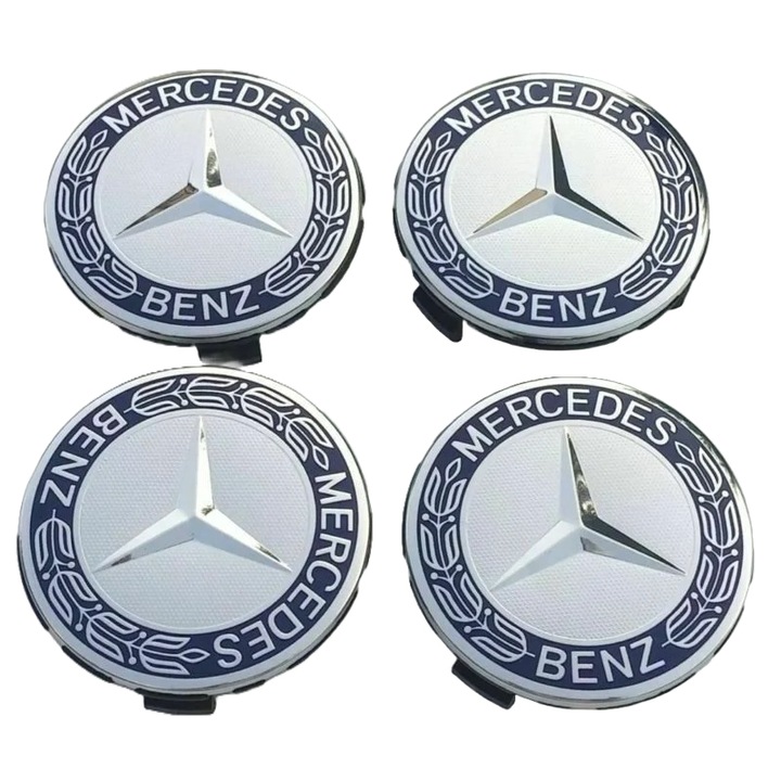 Комплект 4 капачки 75 мм Mercedes-Benz за алуминиеви джанти, светло син модел