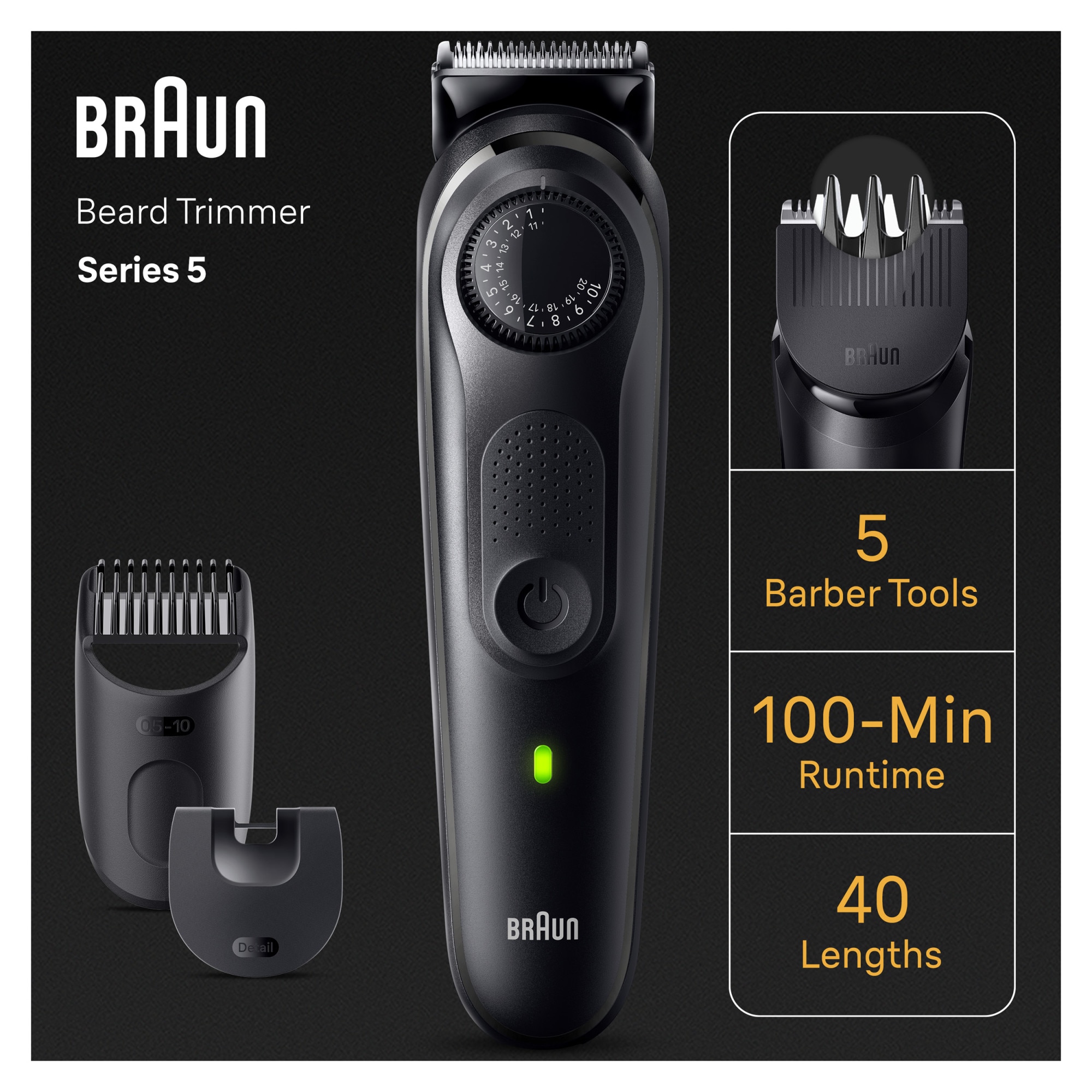 Тример за брада Braun BT5420, Мокро и сухо, Прецизно въртящо се копче ...