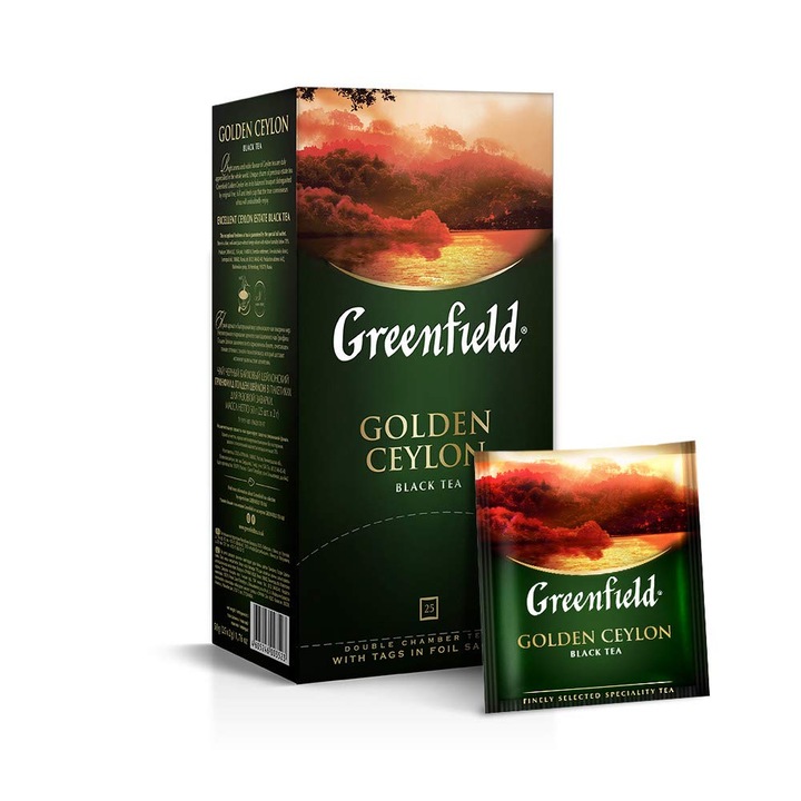Ceai negru Greenfield Golden Ceylon, 25 pliculete*2 g