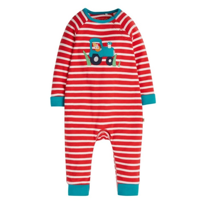 Гащеризон с апликация на трактор, памучен, многоцветен