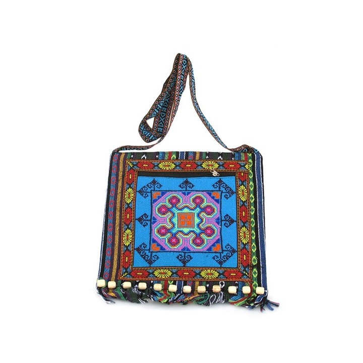 Női táska, poliészter, hagyományos, kézi hímzés, 35x35 cm, többszínű, M1