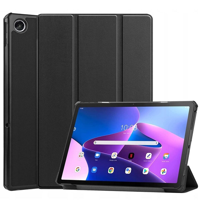 Borító Lenovo Tab M10 10.1", ökológiai bőr\polikarbonát, fekete