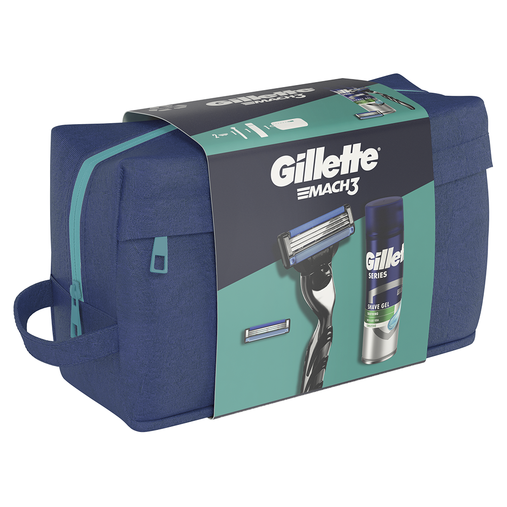Set cadou Gillette Mach3: Aparat de ras + 1 Lama de rezerva + Gel