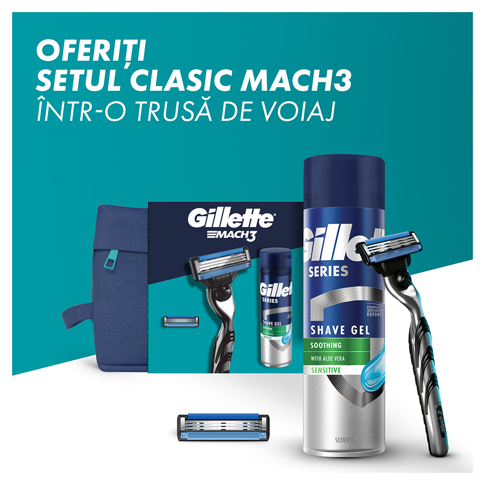 勝利の楽士(英) 3枚セット Set cadou Gillette Mach3: Aparat de ras + 1 Lama de rezerva + Gel