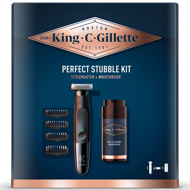 Set cadou pentru stilizare King C. Gillette: Trimmer Style Master + Lotiune hidratanta, 100 ml