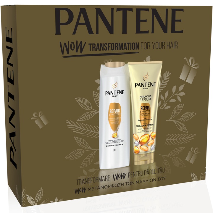 Set Cadou Pantene Pro-V Repair & Protect: Sampon Pantene Pro-V Repair & Protect pentru par deteriorat, 360 ml + Balsam Pantene Pro-V Repair & Protect 3 Minute Miracle pentru par deteriorat, 200 ml
