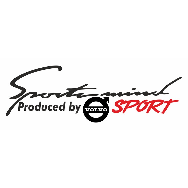 Sticker auto, SportMind - VOLVO, negru-rosu, 21 x 6 cm