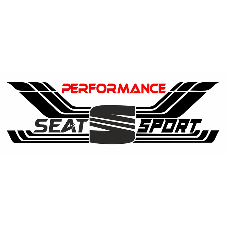 Sticker auto Seat, sport, negru-rosu, 34x9,8 cm