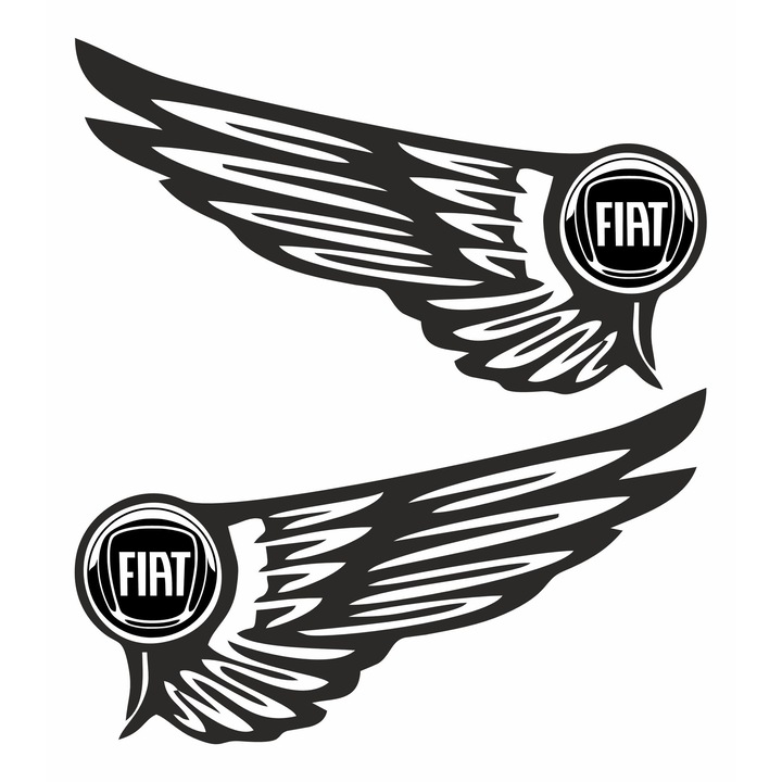 Sticker auto Fiat, aripi, set, negru, 30x17cm