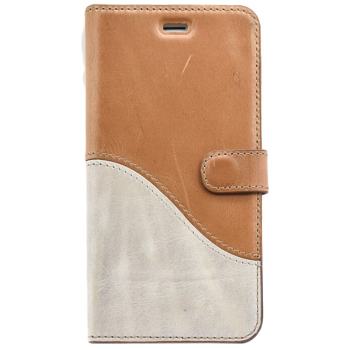 Husa de protectie Tellur Book, Wave, piele, pentru iPhone 8 Plus / iPhone 7 Plus, Maro/Alb