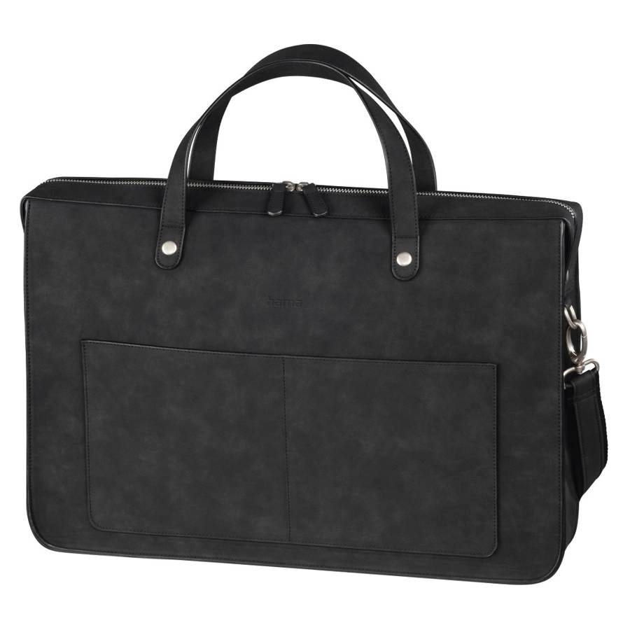 Geanta pentru laptop de dama, diagonala maxima 15.6", 2 buzunare frontale, inchidere cu fermoar, 45x42x8.5cm, piele ecologica, Negru