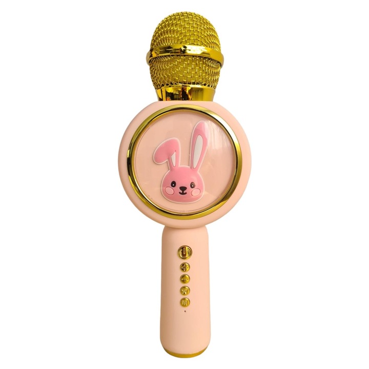 Microfon karaoke pentru copii, cu radio, blue, Bluetooth, USB, slot SD card, compatibil cu IOS, Android, PC, Tableta, Roz
