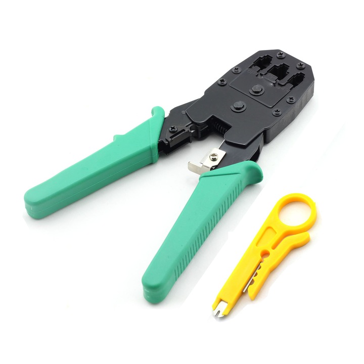 Cleste cabluri + Cleste de sertizare, Sunmostar, conector RJ11 RJ12 RJ45, pentru cabluri de retea si de telefon