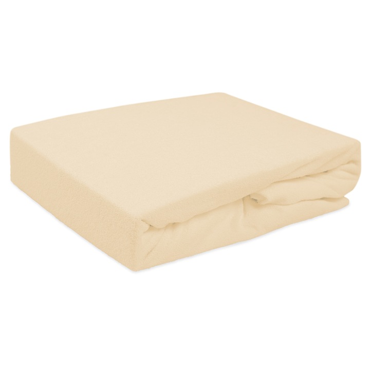 Elasztikus lepedő 160X200, pamutdzsörzé, krémszínű