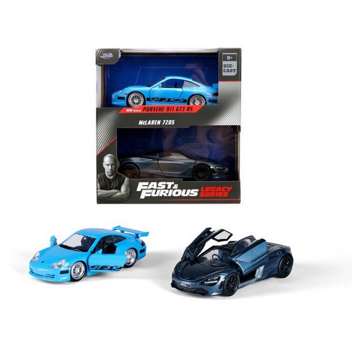 Fast & Furious Legacy Series Pack Porsche 911 GT3 RS & McLaren 720S modell autó 1:32