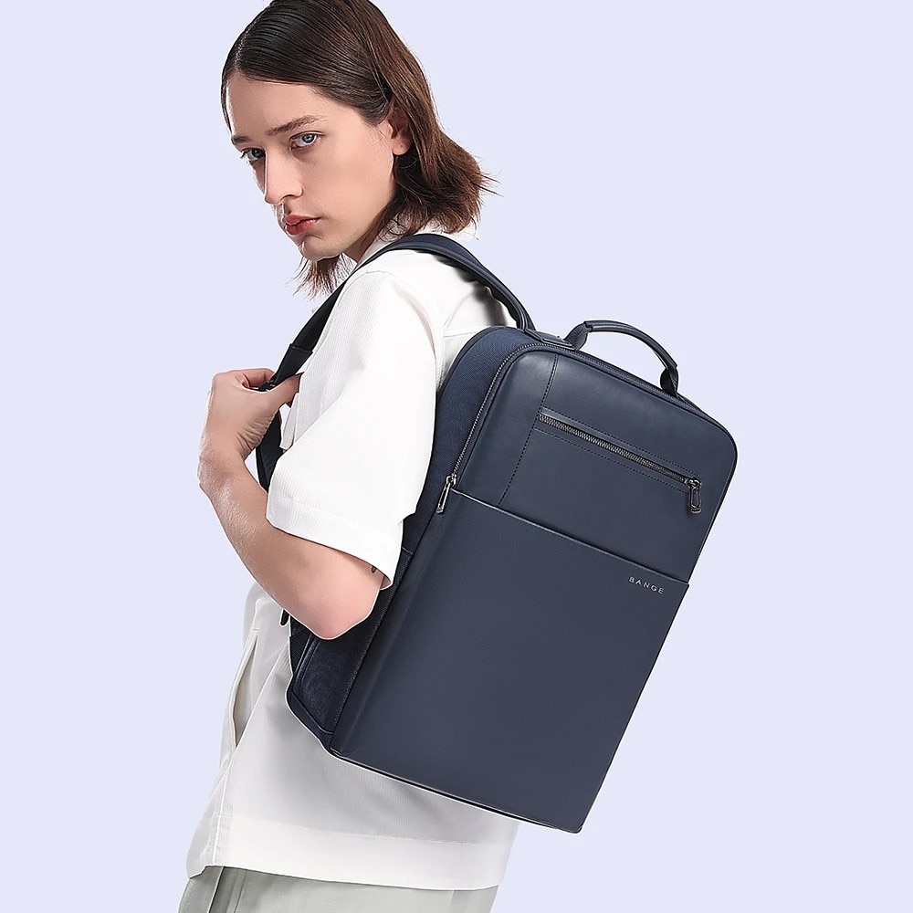 Rucsac laptop 15.6" business ingust, cu port de incarcare USB, Bange, 30x12x43 cm, Albastru