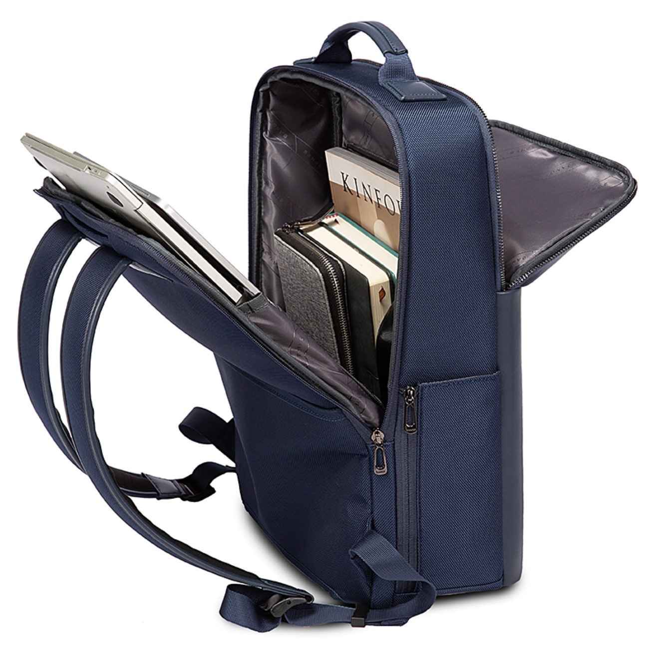 Rucsac laptop 15.6" business ingust, cu port de incarcare USB, Bange, 30x12x43 cm, Albastru