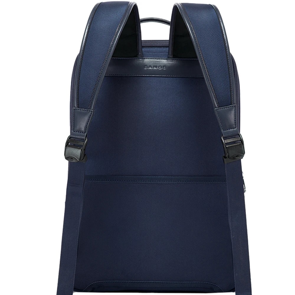 Rucsac laptop 15.6" business ingust, cu port de incarcare USB si detalii din piele ecologica, Bange, 30x12x43 cm, Albastru