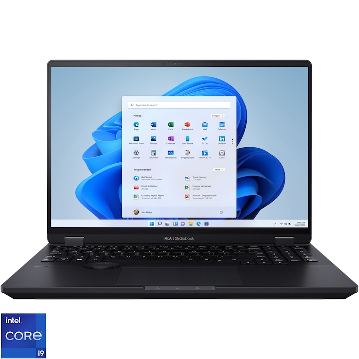 Лаптоп ASUS ProArt Studiobook Pro 16 OLED H7604JI, Intel® Core™ i9-13980HX до 5.6 GHz, 16", 3.2K, OLED, Touch, 64GB, 2TB M.2 SSD, NVIDIA® GeForce® RTX™ 4070 8GB GDDR6, Windows 11 Pro, Mineral Black