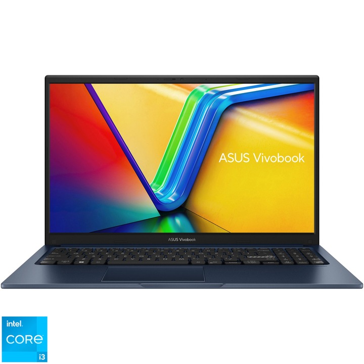 Laptop ASUS VivoBook 15 A1504ZA cu procesor Intel®Core™ i3-1215U pana la 4.40 GHz, 15.6", Full HD, 8GB, 512GB SSD, Intel® UHD Graphics, No OS, Quiet Blue
