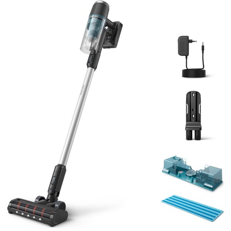 Aspirator vertical Philips XC3131/01, Aqua Seria 3000, aspira si sterge dintr-o miscare, Sistem de filtrare in 3 etape, pana la 60 min cu baterie suplimentara, Cap de aspirare cu LED