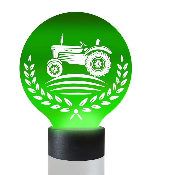 Lampa de noapte LED, 3D, Harvest Tractor, 16culori, Plexido