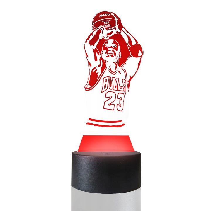 Lampa de masa 3D cu LED-uri, 16 culori, Plexido, Michael Jordan