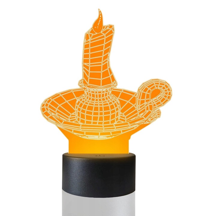 Lampa de masa 3D cu LED, Lumanare, 16 culori, Plexido