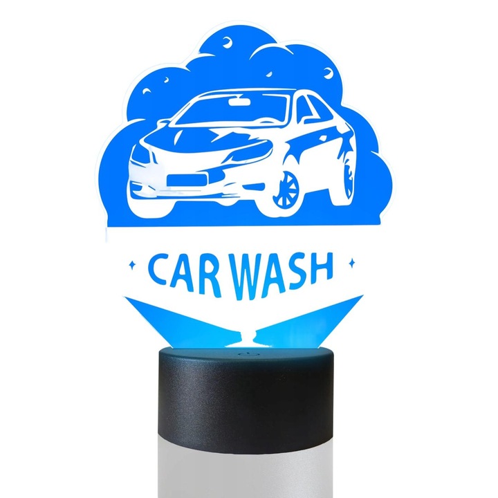 Lamp de masa 3D, LED, Spalatorie auto, 16culori, Plexido