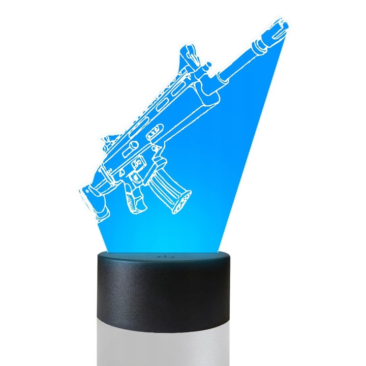 Lampa de noapte cu LED-uri, 3D, Mitraliera, 16culori, Plexido