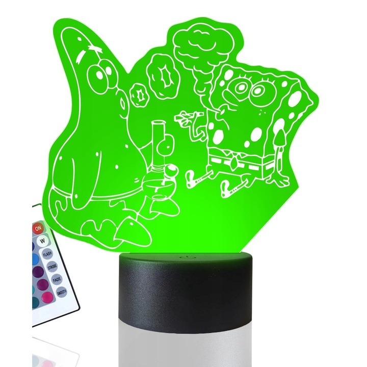 Lampa de masa, 3D, LED, Patrick Spongebob Bongo, 16Culori, Plexido