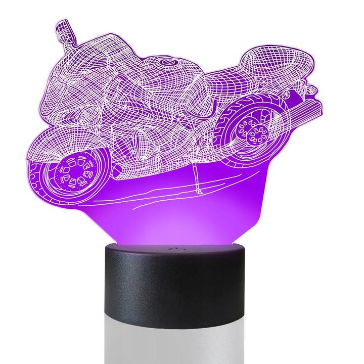 Lampa de masa 3D cu LED, Motor Motocicleta Speeder, 16 culori, Plexido
