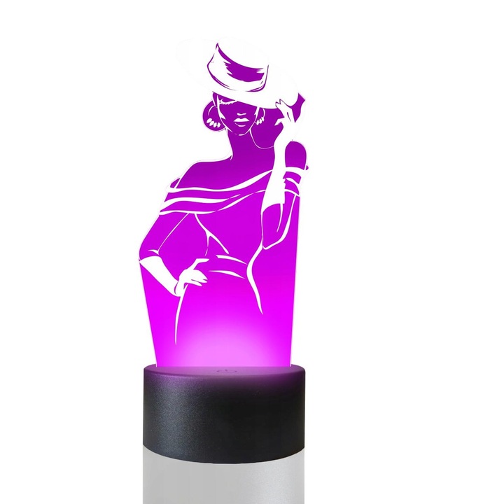 Lampa de masa 3D, LED, Designer de moda Tailor, 16 culori, Plexido