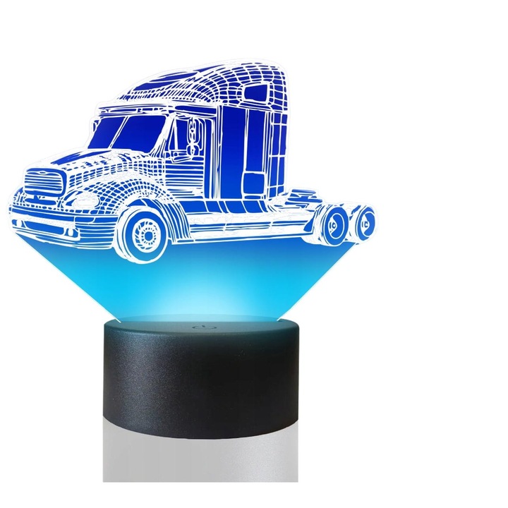 Lampa de masa 3D cu LED, 16 culori, Plexido, American Truck