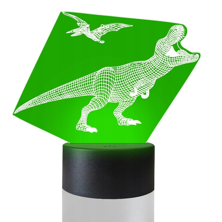 Lampa de masa 3D cu LED-uri, 16 culori, Jurassic Park Dinosaur