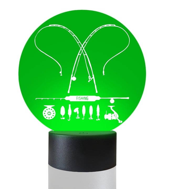 Lampa de masa 3D cu LED, 16 culori, Plexido, Pescuit