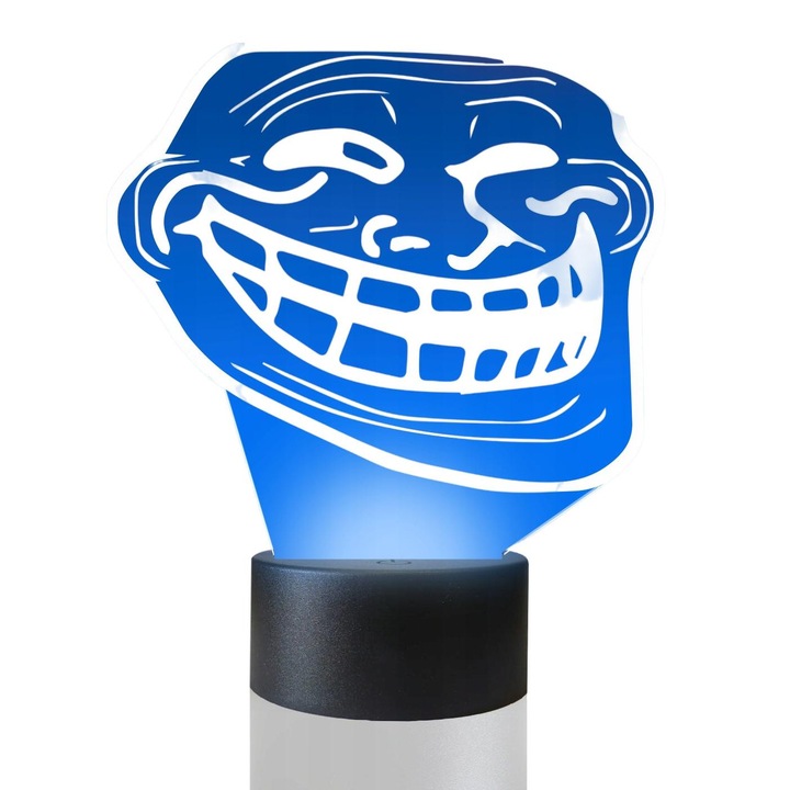 Lampa de masa 3D cu LED-uri, 16 culori, Plexido, Trollface