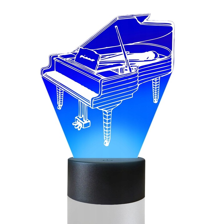 Lampa de masa 3D cu LED, 16 culori, Plexido, Pian